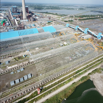 ความเสถียร Q235 โครงสร้างเหล็กพื้นที่เฟรมอาคาร 100-300m สำหรับการจัดเก็บถ่านหิน