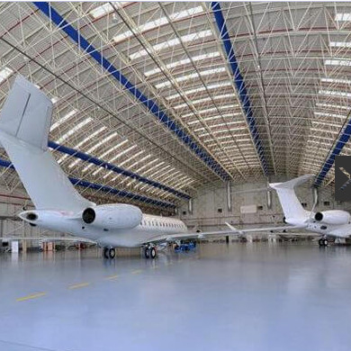 Q235B Prefab Steel Space Frames ผนัง Darkgray GB สำหรับอาคารโรงเก็บเครื่องบิน