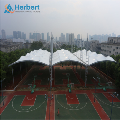 EPS หลังคา PVC PTFE Tensile Membrane Spatial Cable Domes เชื่อมสำหรับโครงสร้าง