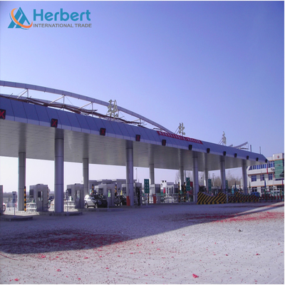 EPS PU Roof Toll Booth ก่อสร้าง 0.8mm หลังคา Toll Plaza Canopy 4-8 Lanes