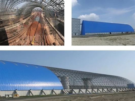 Span Coal Shed Bolt Ball Design Steel Space Frame การก่อสร้างอาคาร